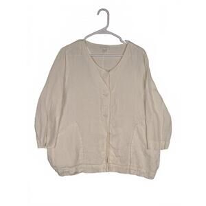 J.Jill PureJill Linen Button Front Jacket Womens Large Casual Layering Cardigan